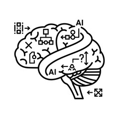 Artificial intelligence brain concept with data processing ai