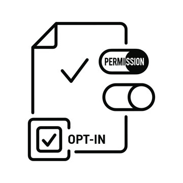Digital consent and opt-in agreement permission toggle switch icon