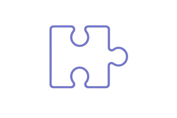 Obraz premium Single purple puzzle piece outline isolated on a transparent background