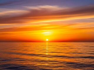 Beautiful Sunset Over Calm Ocean with Vibrant Orange and Purple Sky