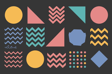 Obraz premium Assorted Geometric Shapes Pastel Colors Memphis Style