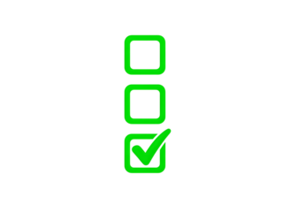 Green checkmark in a to do list box isolated on transparent background