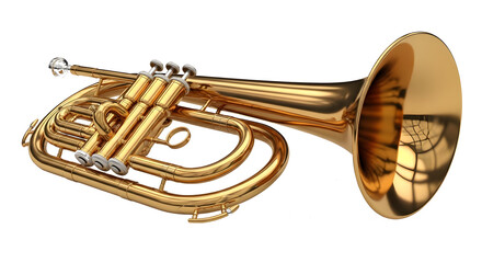 Obraz premium Title: Shiny Golden Tuba or Euphonium Musical Instrument 3D Render - Music, Orchestra, Band, Sound, Performance Concept 