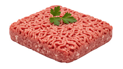 Raw ground beef isolated on a transparent background, a fresh ingredient for cooking