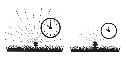 Automated lawn sprinkler system icon illustrating efficient irrigation schedules and varied watering patterns for smart garden water management.
