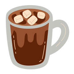 Marshmallow Hot Cocoa in Cute Hand-Drawn Style for Holiday Design