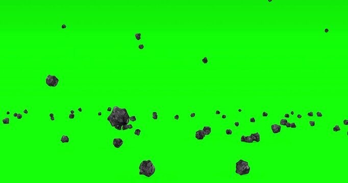 Falling   Stones Animation on Green Screen Background