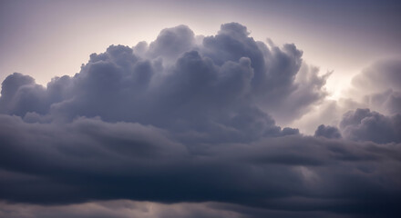Dramatic Ominous Cloudscape Overhead with Dark Stormy Cumulus Clouds and Light Breaking Through Impending Weather Power of Nature
