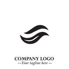 Obraz premium Elegant Black Wave Logo Symbol on a Clean White Background for Modern Minimalist Branding Design Art