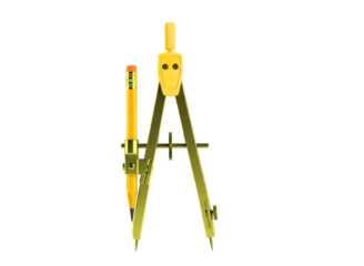 Drawing compass and pencil isolated on transparent background