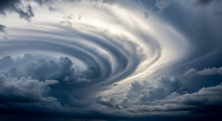 Dramatic Swirling Storm Clouds Creating Intense Weather Phenomenon and Ominous Atmosphere with Unique Cloud Formations in Sky Weather