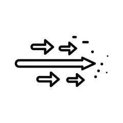 Dynamic visual of multiple small arrows converging into a large arrow, representing focus and momentum