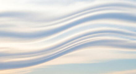 Abstract Wave Patterns in Sky with Subtle Color Gradients, Serene Cloudscape with Soft Undulating Lines Creating a Calming and Peaceful Ambiance