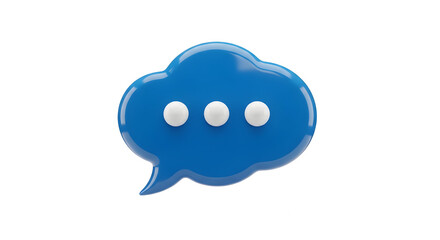 Title: 3D Blue Speech Bubble with Three Dots, Communication, Chat, and Messaging Icon
