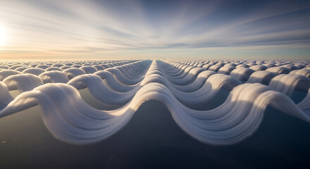 Unusual Mammatus Clouds with Unique Wave-like Shape Formations Create an Impressive and Surreal Atmospheric Cloudscape Phenomenon