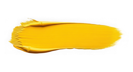Yellow paint stroke swatch isolated on transparent background