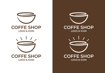 Simple coffee or tea cup icon logo vector. Cup or glass design for cafe or restaurant