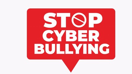 Red stop cyber bullying sign, perfect for promoting online safety campaigns, social media awareness, educational materials, or advocacy against cyberbullying.