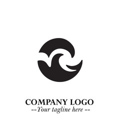 Elegant Black Wave Logo Symbol on a Clean White Background for Modern Minimalist Branding Design Art