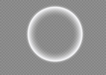 Glowing White Ring with Soft Halo Light Effect on Transparent Background