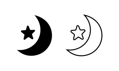 Moon star icon illustration is an isolated vector sign symbol.