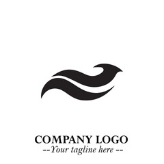 Elegant Black Wave Logo Symbol on a Clean White Background for Modern Minimalist Branding Design Art