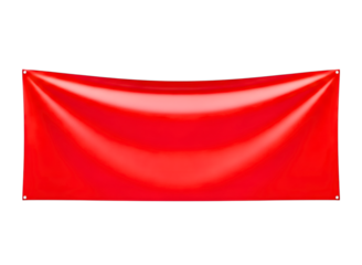 Blank red banner fabric waving on transparent background isolated on transparent background