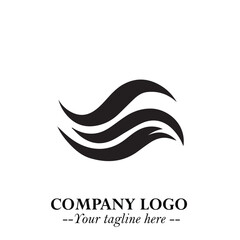 Elegant Black Wave Logo Symbol on a Clean White Background for Modern Minimalist Branding Design Art