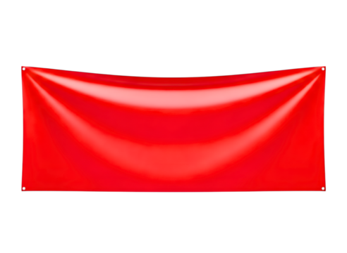 Blank red banner fabric waving on transparent background isolated on transparent background