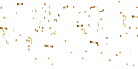 Abstract gold carnival zigzag ribbon confetti falling shiny golden blurred confetti . Festive frame
