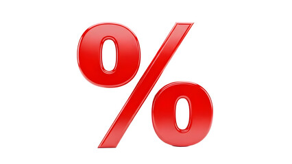 Title: 3D Red Percentage Sign, Discount, Rate and Statistics Symbol
