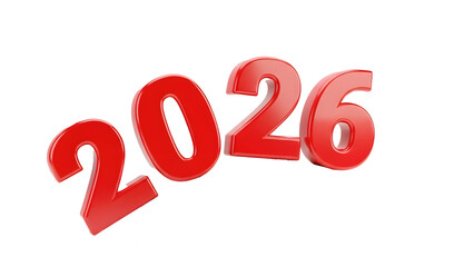 Title: 3D Red Year 2026 Numbers, Future Date and New Year Concept
