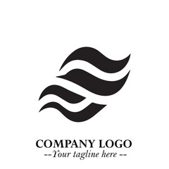 Elegant Black Wave Logo Symbol on a Clean White Background for Modern Minimalist Branding Design Art