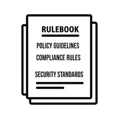 Icon of a rulebook document with policy guidelines and security standards