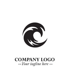 Elegant Black Wave Logo Symbol on a Clean White Background for Modern Minimalist Branding Design Art
