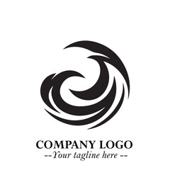 Elegant Black Wave Logo Symbol on a Clean White Background for Modern Minimalist Branding Design Art