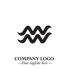 Elegant Black Wave Logo Symbol on a Clean White Background for Modern Minimalist Branding Design Art