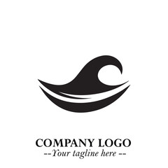 Elegant Black Wave Logo Symbol on a Clean White Background for Modern Minimalist Branding Design Art