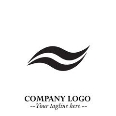 Elegant Black Wave Logo Symbol on a Clean White Background for Modern Minimalist Branding Design Art