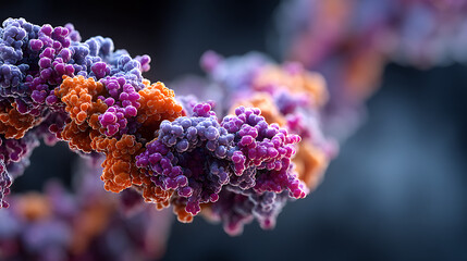 molecular composition showcasing protein shapes in bright tones, offering microscopic clarity for biology research, medical science, biochemistry learning and advanced structural analysis