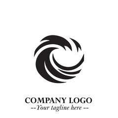 Elegant Black Wave Logo Symbol on a Clean White Background for Modern Minimalist Branding Design Art