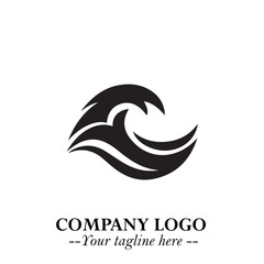 Elegant Black Wave Logo Symbol on a Clean White Background for Modern Minimalist Branding Design Art