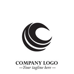 Elegant Black Wave Logo Symbol on a Clean White Background for Modern Minimalist Branding Design Art