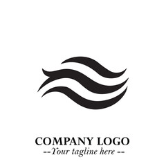 Elegant Black Wave Logo Symbol on a Clean White Background for Modern Minimalist Branding Design Art