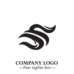 Elegant Black Wave Logo Symbol on a Clean White Background for Modern Minimalist Branding Design Art