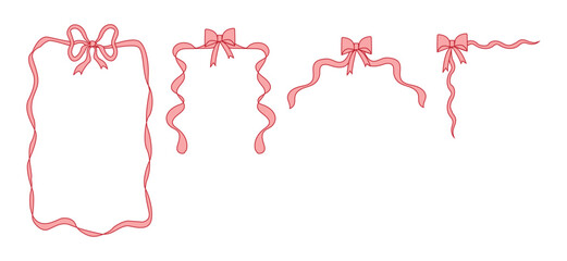 Coquette Bow Frame Cute Pastel Pink Ribbon Border for Invitations