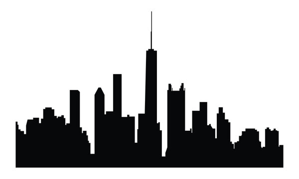 chicago skyline silhouette vector with isolated white background.eps