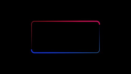 Abstract glowing neon light frame in a dark void with vibrant red and blue illumination creating a futuristic digital border