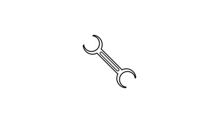 Simple line drawing of a double open ended wrench tool on a clean white background