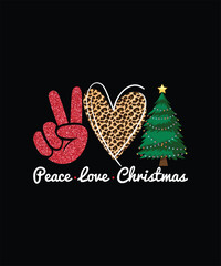 Peace love christmas design with heart and tree tshirt